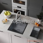 Кухонная мойка Roxen Simple 560220-60B (PVD blaсk) с коландером и дозатором- фото3