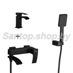 Набор Смеситель для ванны GAPPO G3207-6+смеситель для раковины G1007-6 черный матовый- фото
