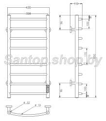 Электрический Полотенцесушитель Roxen Santi 11030-4385B (черный матовый)- фото2