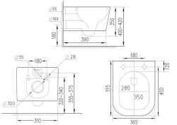 Инсталляции GROHE 38772001+унитаз Roxen Cube 530135-01 (безободковый) с пневмокрышкой- фото3