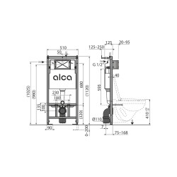 Инсталляции ALCAPLAST A101 Sadromodul (AM101/1120) c клавишей M678 (черная матовая)- фото2