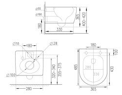 Инсталляция Geberit Alpha 458.233.00.2 клавиша Alpha 20 белая с унитазом Roxen Antares- фото8