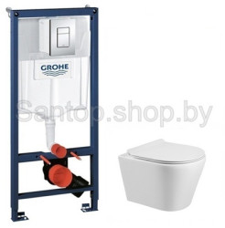 Инсталляции GROHE Rapid SL 38772001+унитаз AV Engineering Alca (AVWHR201) безободковый с пневмокрышкой- фото