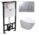 Инсталляция ALCAPLAST AM101 Sadromodul + унитаз Belbagno Alpha + кнопка M571 (глянцевый хром)- фото