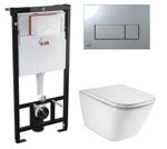 Инсталляция ALCAPLAST AM101 Sadromodul + унитаз Roca Gap Clean Rim + кнопка M571 (глянцевый хром)- фото
