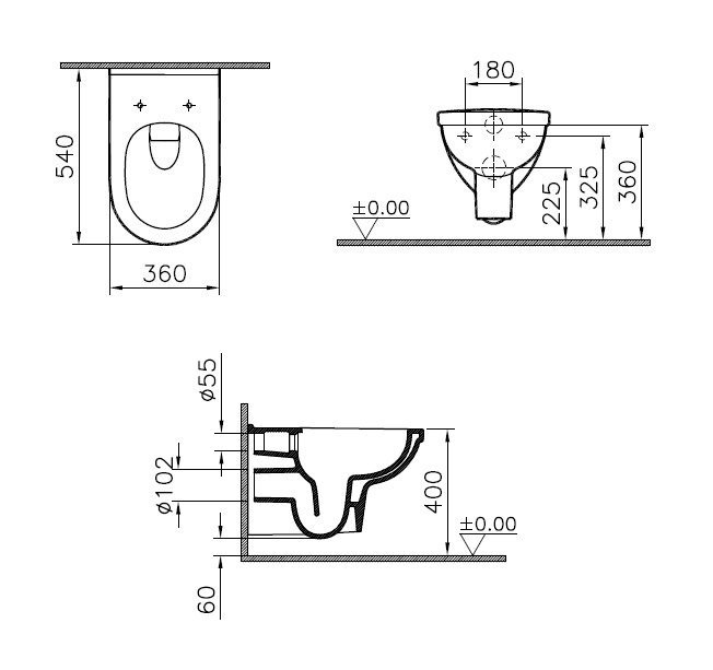 Унитаз подвесной Vitra Form 300 (7755B003-6039) безободковый с пневмо крышкой- фото2